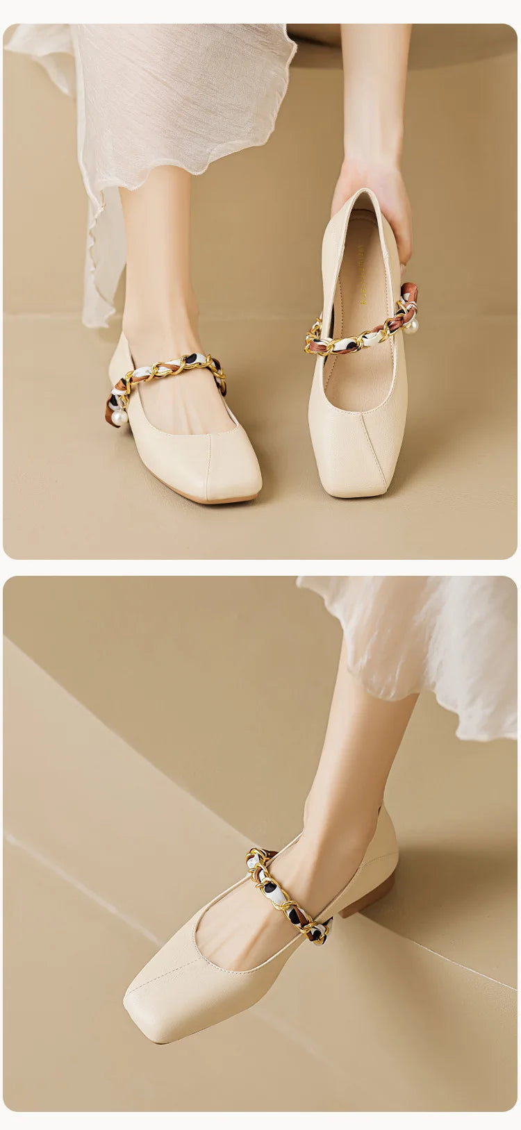 2023 spring and autumn women's shoes High heel Korean style fashion pearl design career and party wear Ladies Casual Mary Jane