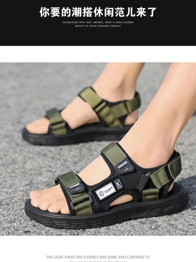 A Pair of Men's New Summer Casual Shoes, Fashionable Sports Trendy Wear-Resistant Sandals, Cool Beach Shoes