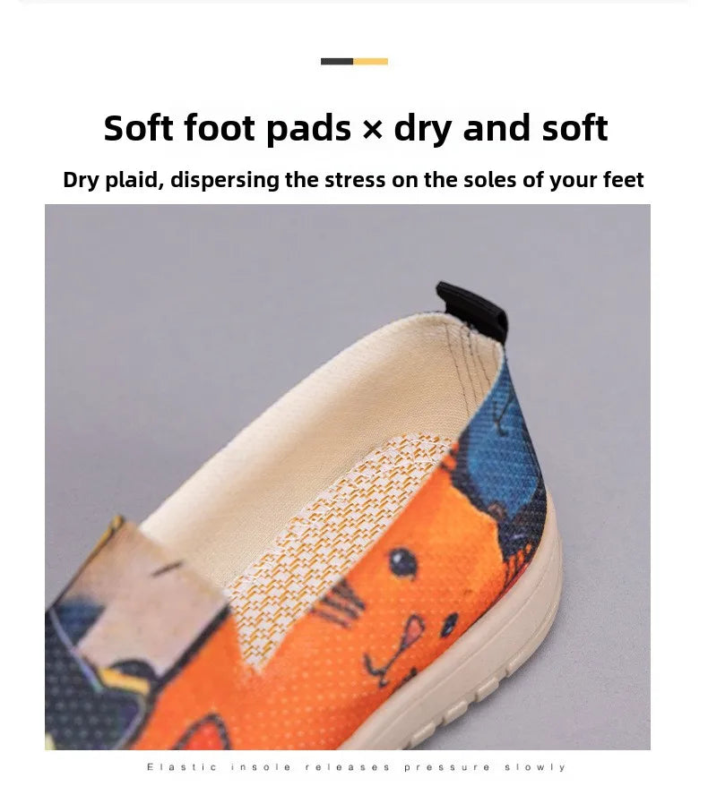 Women's Spring Casual Shoes Large Size Color Matching Cloth Shoes One Pedal