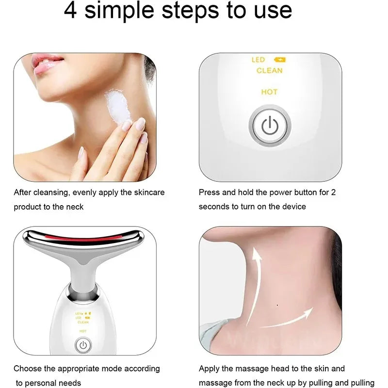 7 Colors Anti Wrinkle Facial Massager Neck Face Beauty Device Skin Tighten Lift Device
