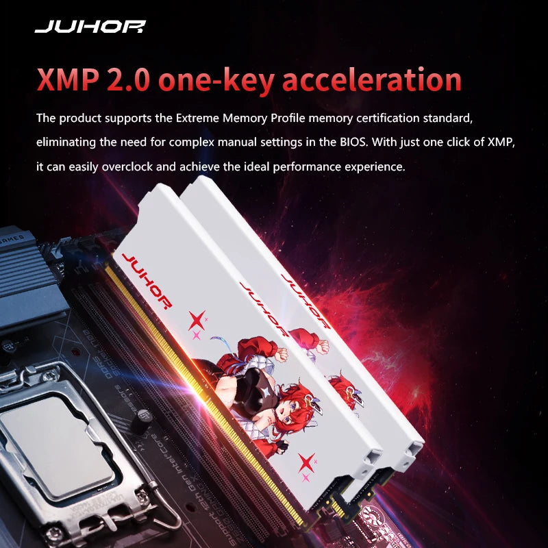 JUHOR Memoria Ram ddr4 8GB 16GB 3200MHz 3600MHz DIMM Desktop Gaming Memory RAMS with White Heat Sink