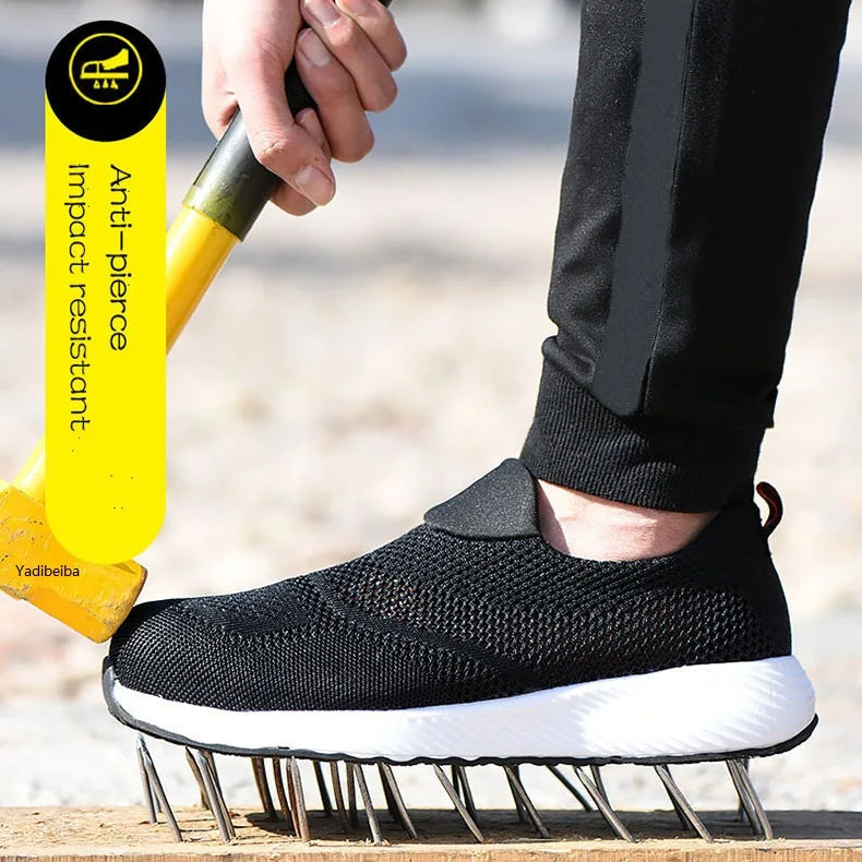 Summer Breathable Work Safety Shoes Men Women Work Sneakers Light Steel Toe Indestructible Shoes Anti-Smashing Safety Work Boots