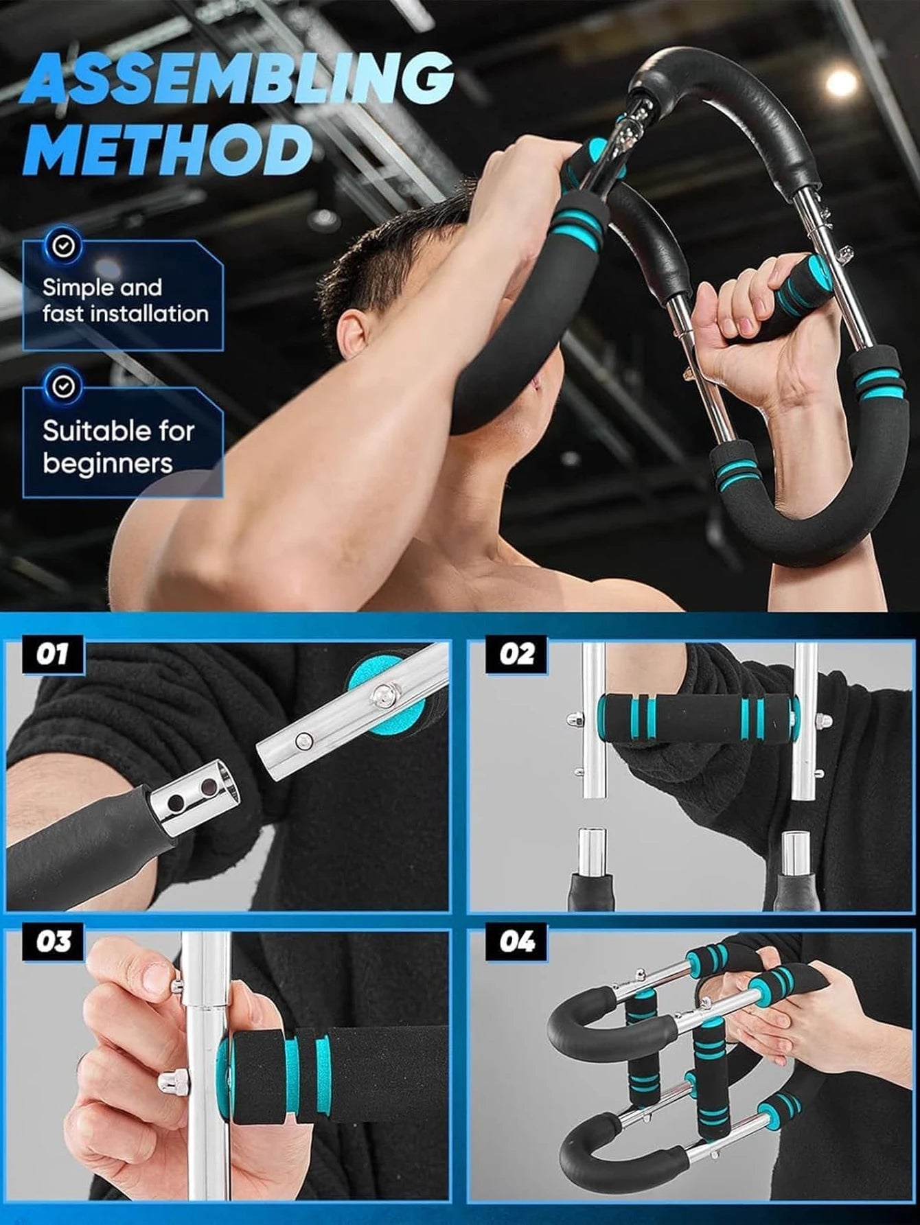Adjustable Arm Trainer 3 Levels Detachable Chest Training Twister Home Workout Equipment Upper Body Strength Training