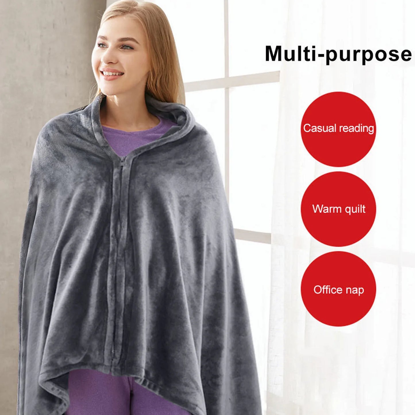 Portable USB Electric Heating Blanket - Heat 3 Levels Adjustable Fast Heating Shawl Suitable For Home/Office/Camping Outdoor Use