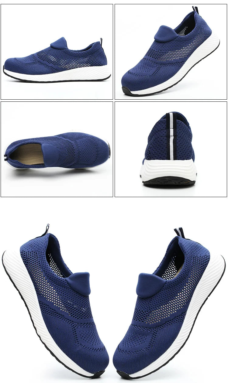 Summer Breathable Work Safety Shoes Men Women Work Sneakers Light Steel Toe Indestructible Shoes Anti-Smashing Safety Work Boots