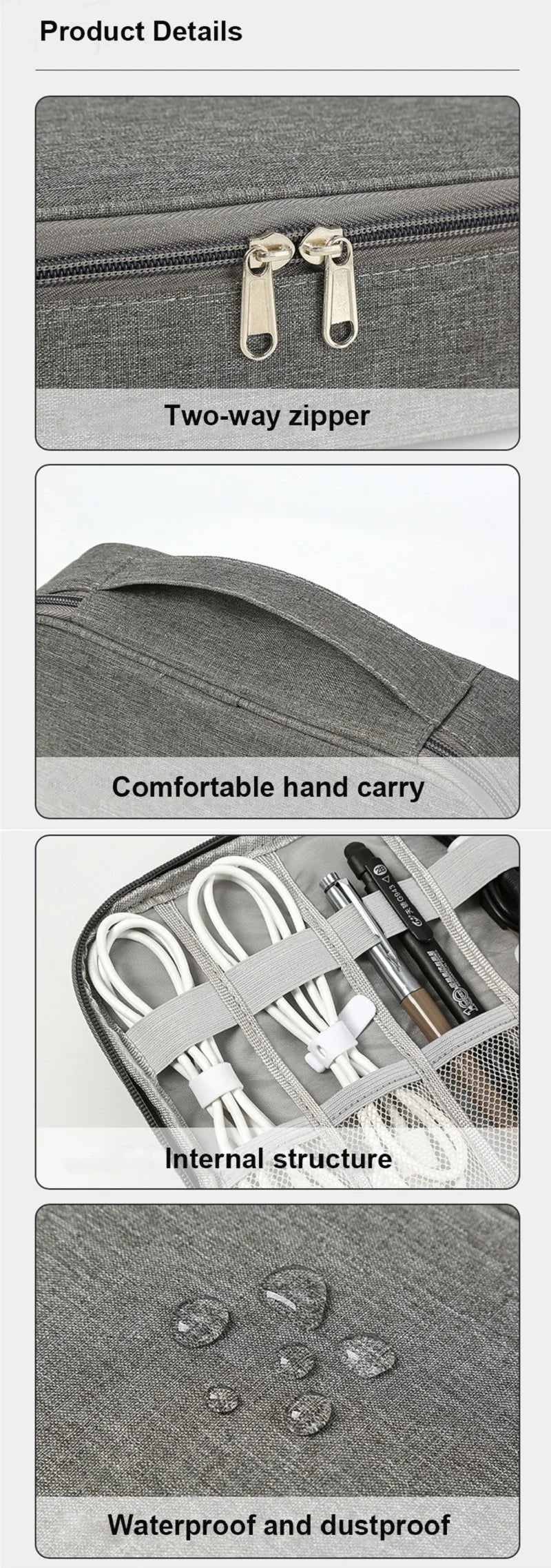 Travel Cable Bag Waterproof Digital USB Charger Storage Bag Portable Office Charging Line Wire Organizer Travel Cable Organizer