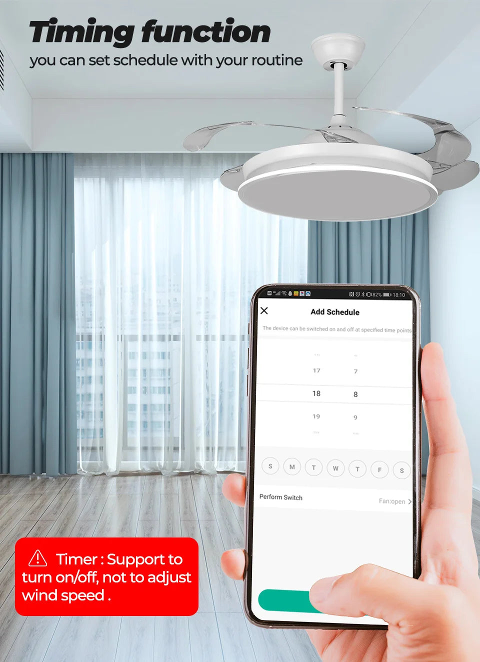 Tuya Wifi Smart Ceiling Fan Speed Switch EU 220V Mini Wall On Off Module Remote Electric Control For Alexa Google Home
