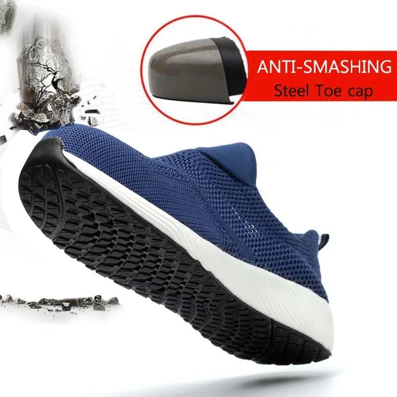 Summer Breathable Work Safety Shoes Men Women Work Sneakers Light Steel Toe Indestructible Shoes Anti-Smashing Safety Work Boots