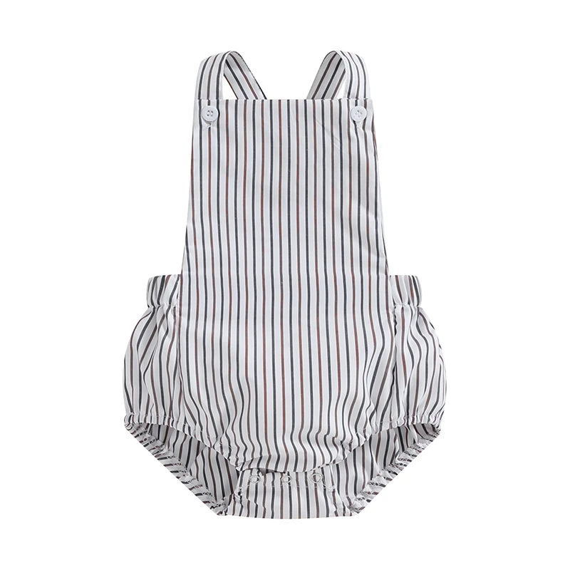 Summer Toddler Baby Girls Boys Overalls Romper Casual Sleeveless Plaid Stripe Print Jumpsuit Fashion Infant Newborn Clothes