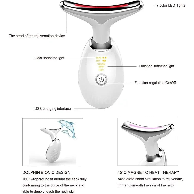 7 Colors Anti Wrinkle Facial Massager Neck Face Beauty Device Skin Tighten Lift Device