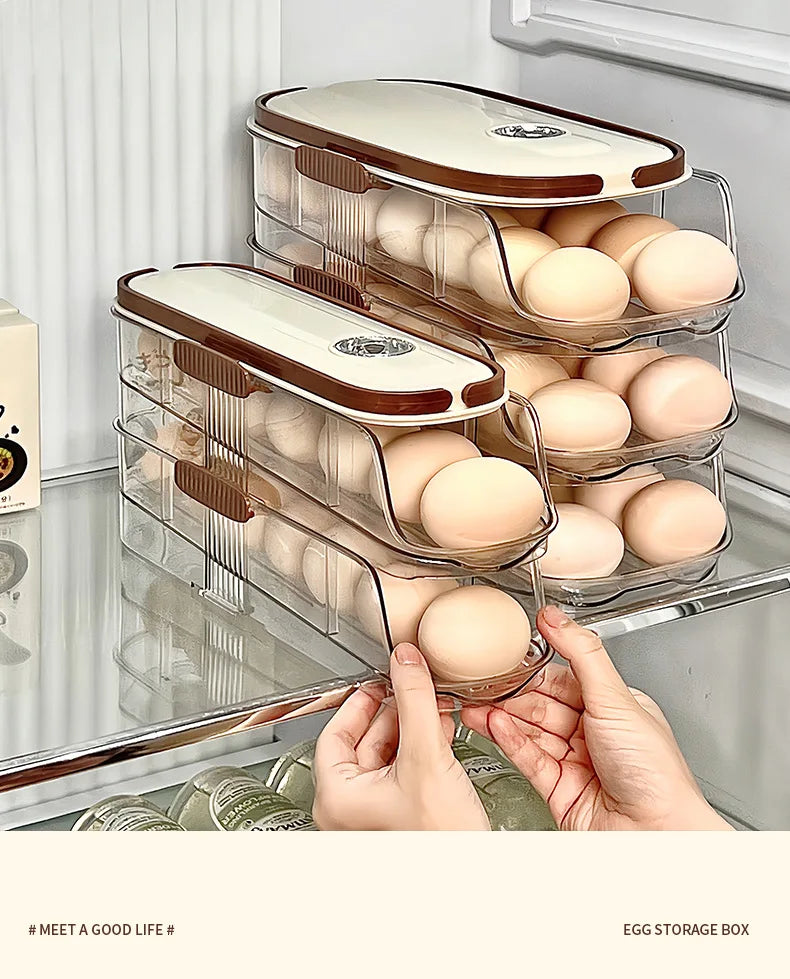 Large-capacity automatic rolling egg organizer home kitchen special preservation egg holder