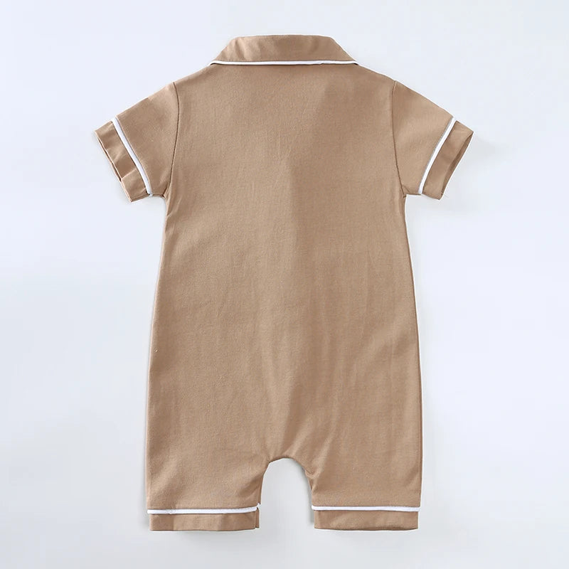 2025 Summer Baby Boy Girl Clothes Newborn Romper Pajamas Soild Button Short Clothing For 0- 3T Cute Korean Breathable Jumpsuit