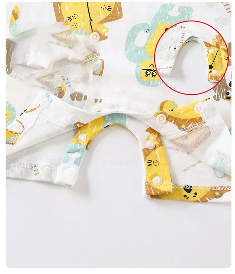 Cute Baby Cartoon Jumpsuit Summer Short Sleeved Thin Cotton Newborn Infant Clothing Bodysuit Boys Girls Crawling Clothes Rompers