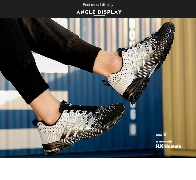 Men Sneakers Fashion Breathable Mesh Comfortable Black Sports Shoes Anti-Slip Outdoor Casual Running Mens Shoe Zapatillas Hombre