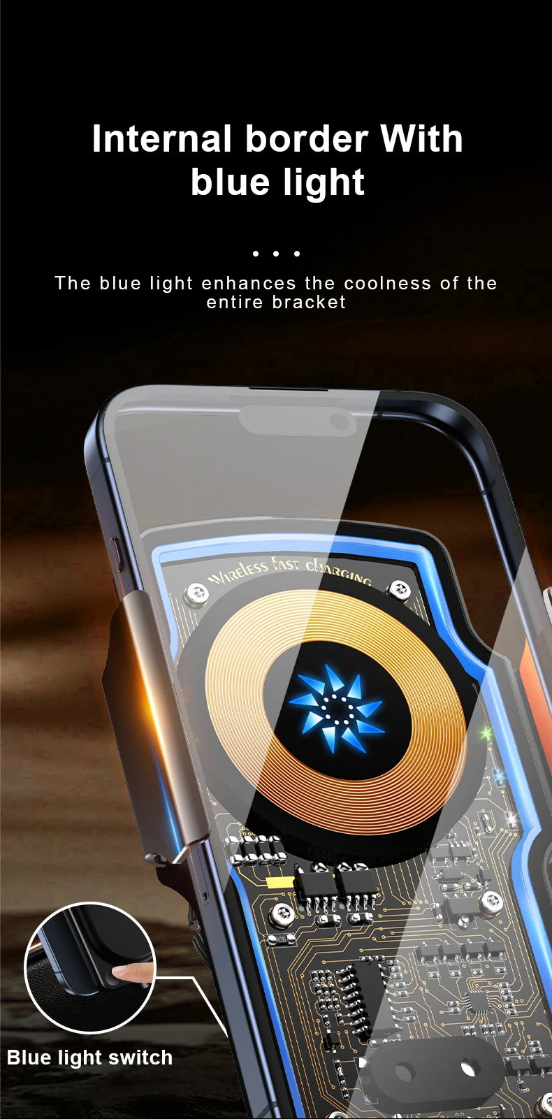 120W Magnetic Charger Car Phone Holder 15W Fast Wireless Charging Autocar Phone Stand Touch Control Lights for iPhone Xiaomi