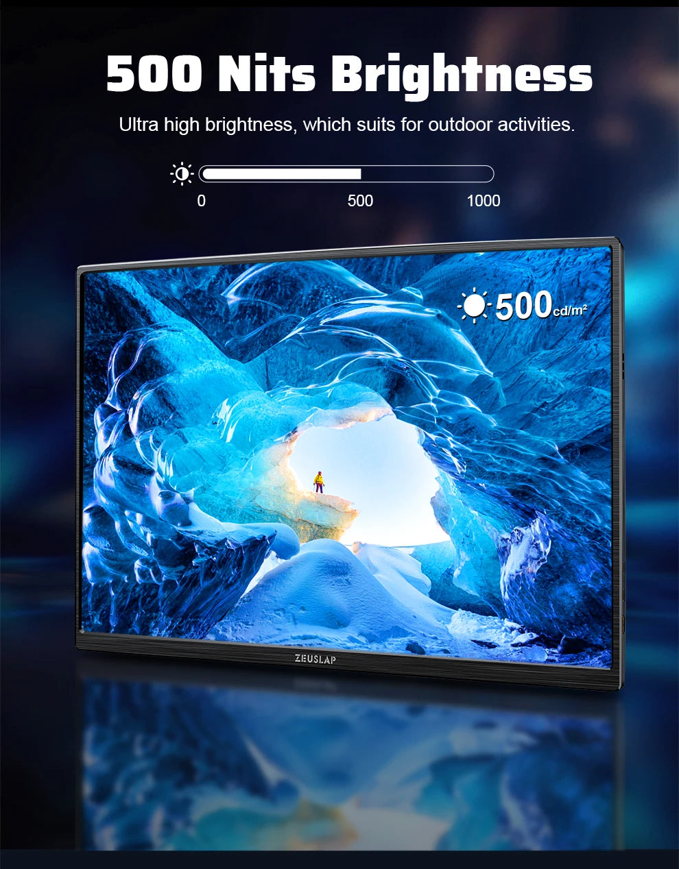 ZEUSLAP 16" 2.5K 144hz Portable Monitor 2560*1600 16:10 100%sRGB 500Cd/m² Travel Gaming Display for Laptop Switch ps4 ps5 Xbox