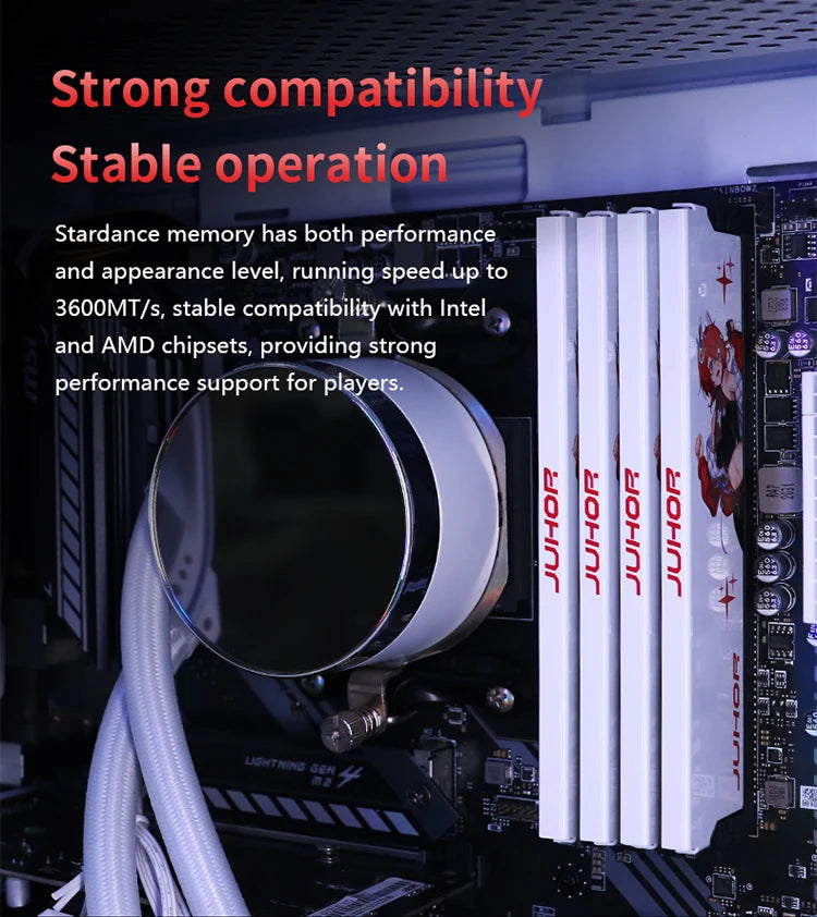 JUHOR Memoria Ram ddr4 8GB 16GB 3200MHz 3600MHz DIMM Desktop Gaming Memory RAMS with White Heat Sink