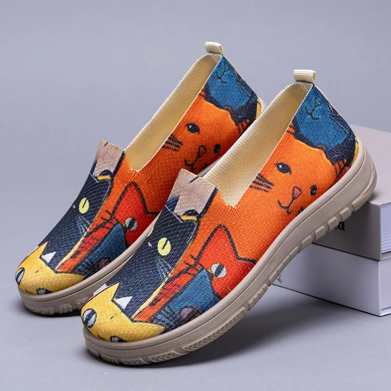 Women's Spring Casual Shoes Large Size Color Matching Cloth Shoes One Pedal