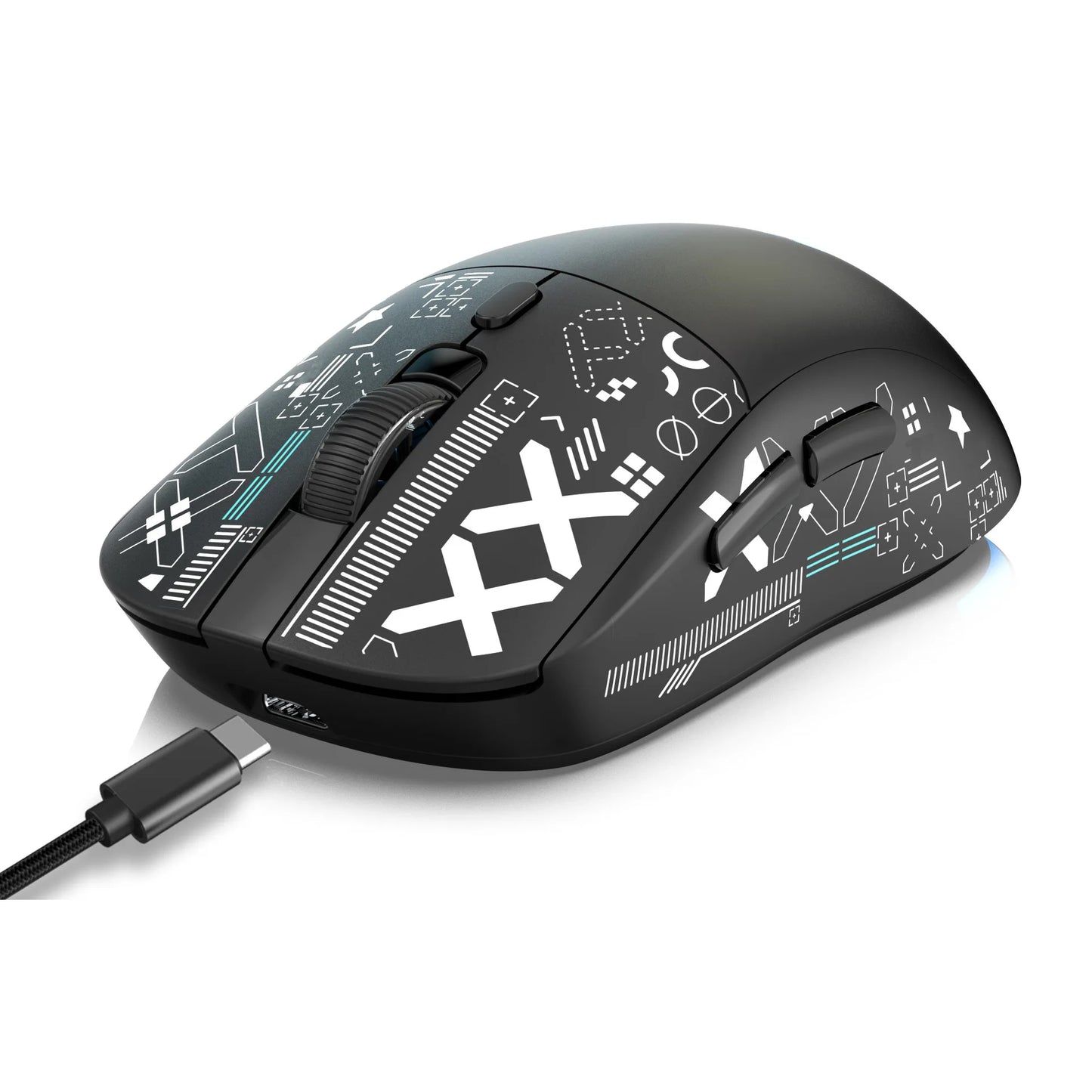 HXSJ T90 Thir-Mode wireless mouse (Wired+2.4G+BT) RGB Backlight 650mAh Gaming Mouse