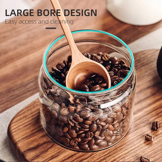 Vacuum Sealed Jar Coffee Bean Storage Bottle Kitchen Food Grain Tea Glass Jar Fresh Storage Jar Kitchen Accessories