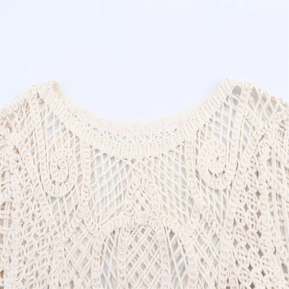 New summer women's clothing sweet and elegant casual hollow-out knitted shirt