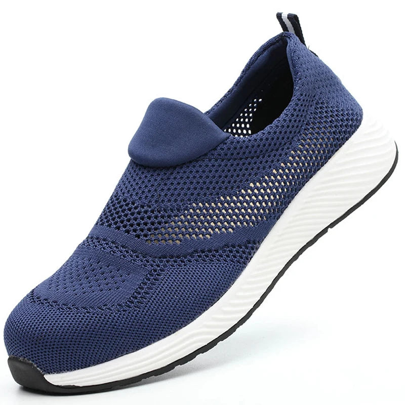 Summer Breathable Work Safety Shoes Men Women Work Sneakers Light Steel Toe Indestructible Shoes Anti-Smashing Safety Work Boots