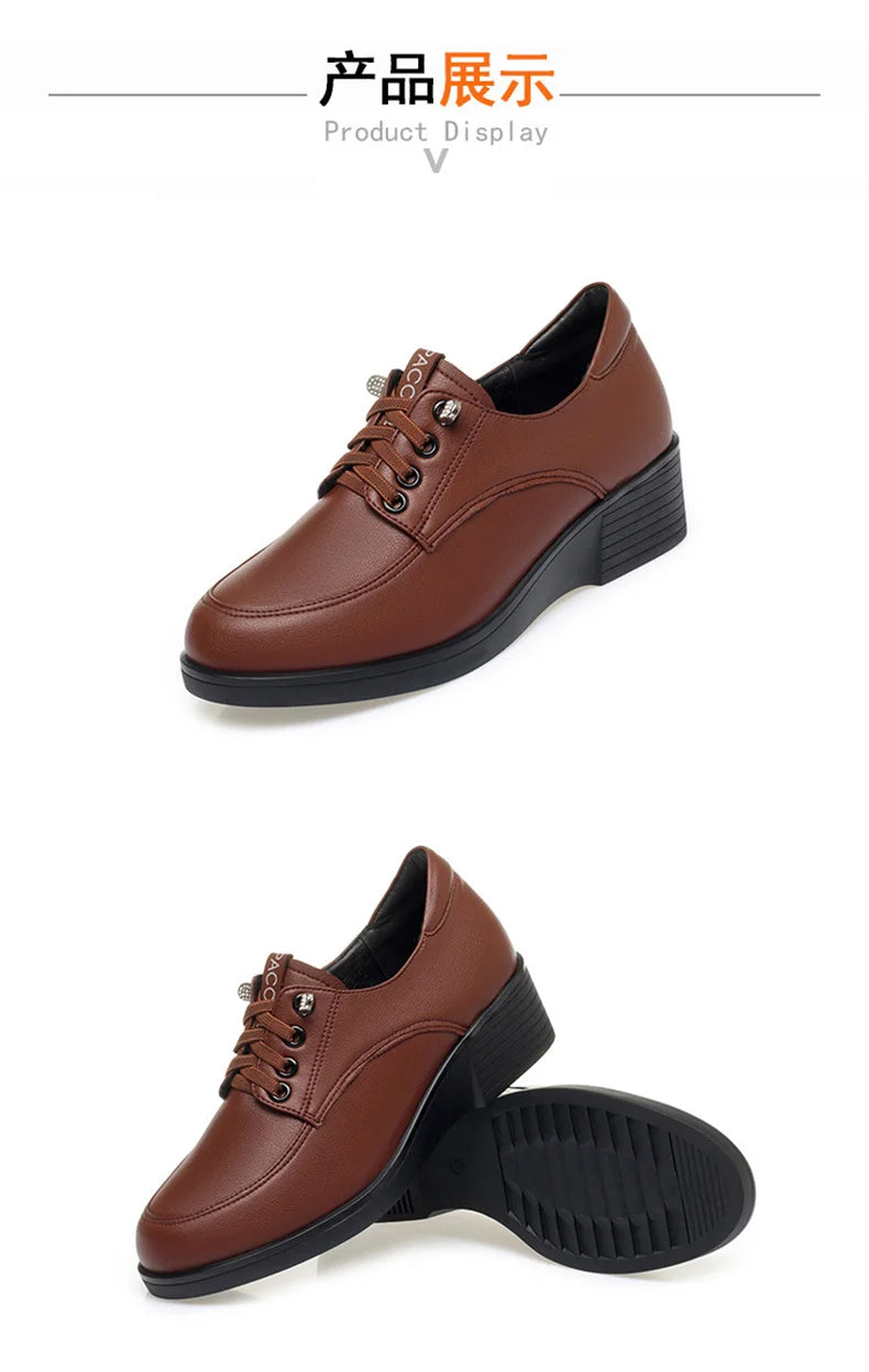 Spring Autumn New Fashion Women's Solid Thick Sole Flat Casual Breathable Walking Running Soft Leather Single Shoes Versatile