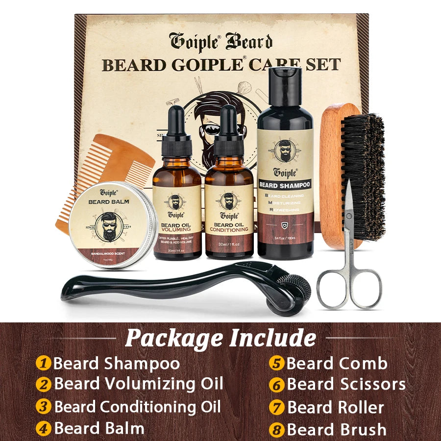 Men Beard Care Gift Facial Hair Cleanse Shampoo Moisturizing Nourishing Conditioner Whiskers Husband Boyfriend Surprise Gift Box