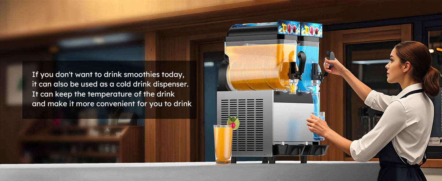 Commercial Slushie Machine 8Gal / 30L 2-Flavor Margarita Frozen Drink Maker Smoothie Maker 110V Kitchen Freezing Appliance