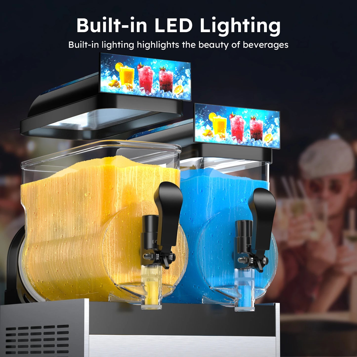 Commercial Slushie Machine 8Gal / 30L 2-Flavor Margarita Frozen Drink Maker Smoothie Maker 110V Kitchen Freezing Appliance
