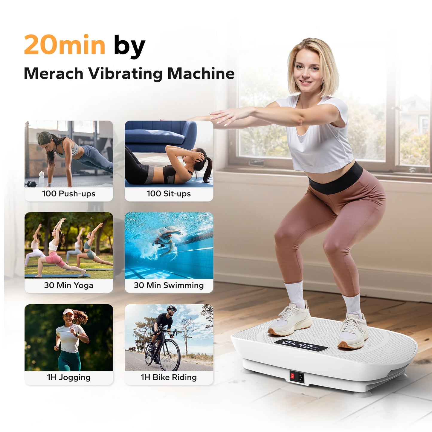 MERACH Vibration Plate Device Powered Vibration Platform for Full Body Training Fat Burning&Muscle Building Weight Loss&Shaping
