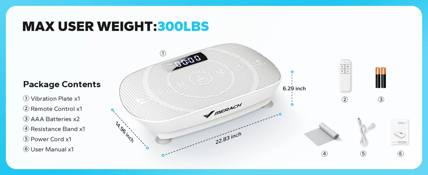 MERACH Vibration Plate Device Powered Vibration Platform for Full Body Training Fat Burning&Muscle Building Weight Loss&Shaping