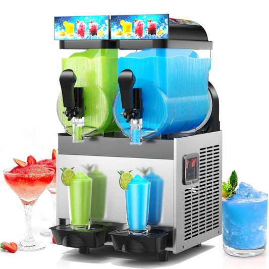 Commercial Slushie Machine 8Gal / 30L 2-Flavor Margarita Frozen Drink Maker Smoothie Maker 110V Kitchen Freezing Appliance