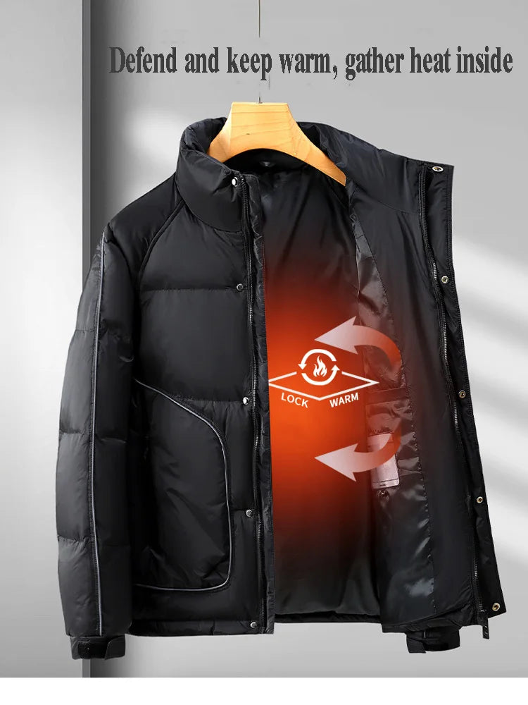 Nanjiren  Winter Coat Short Frivolous Loose Parkas Stand Collar New Men Down Jacket Warm Trend Outwear Leisure Handsome Overcoat