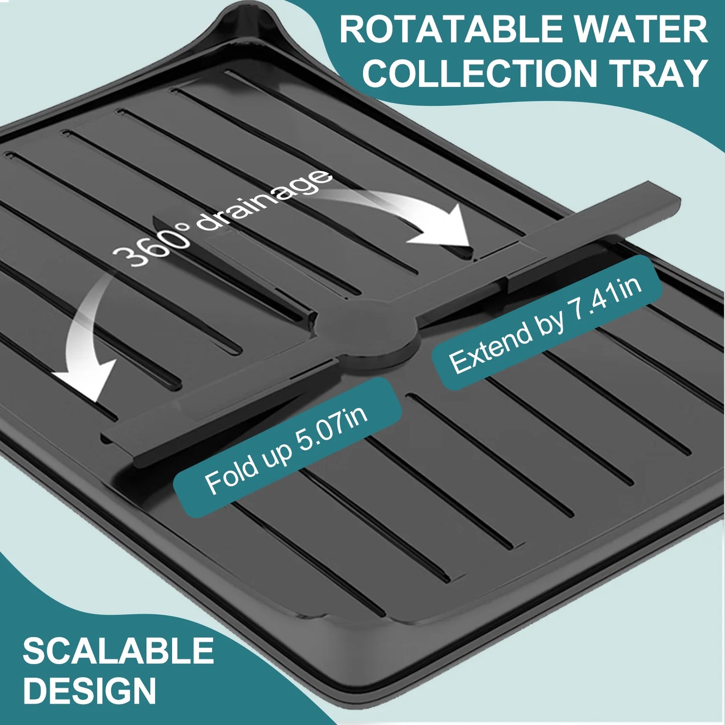 Home Kitchen 2-Tier Stainless Steel Foldable Dish Racks ,18.9"x12.2"x11.8"in, Black