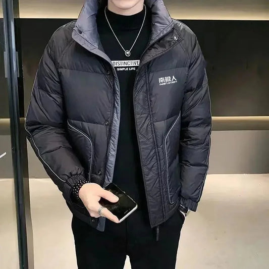 Nanjiren  Winter Coat Short Frivolous Loose Parkas Stand Collar New Men Down Jacket Warm Trend Outwear Leisure Handsome Overcoat