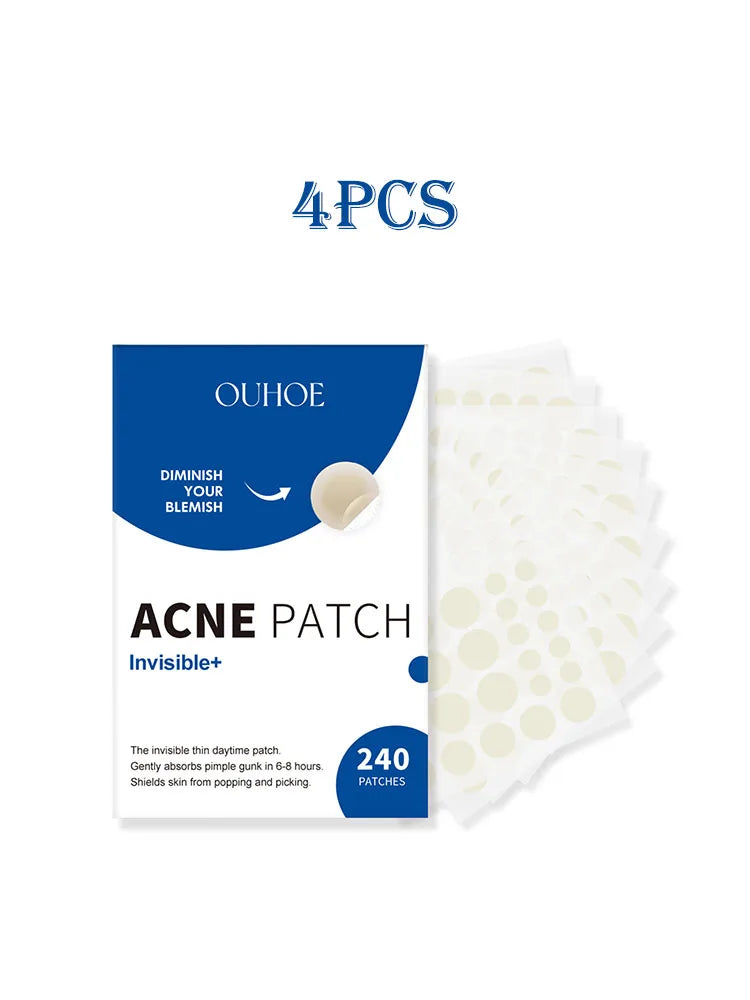 Ouhoe 240pcs Invisible Acne Patches Face Spot Scar Care Pimple Remover Waterproof Acne Healing Concealer Covering Face Stickers