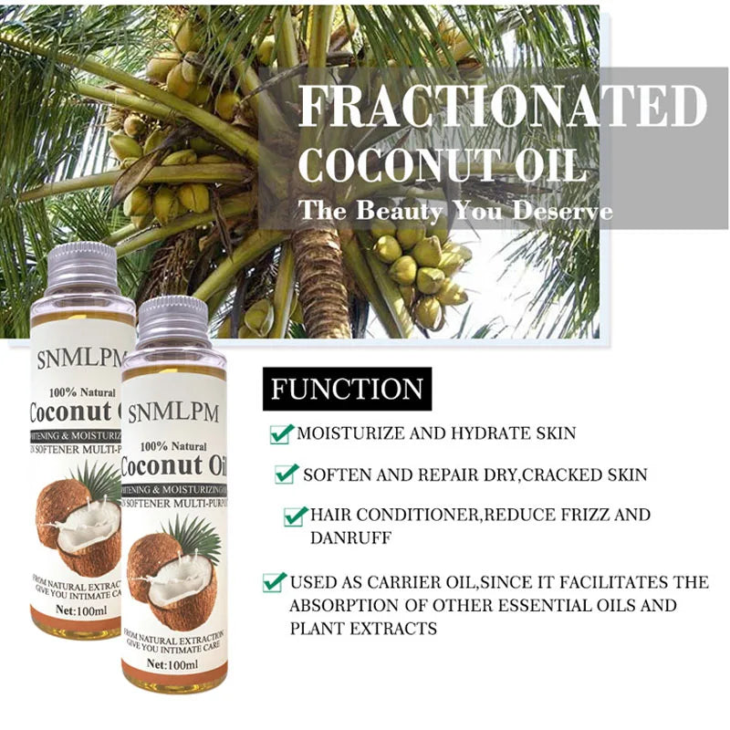 100ml Natural Organic Coconut Oil Body Face Oil Massage Relaxation Skin Coconut Essential Oil