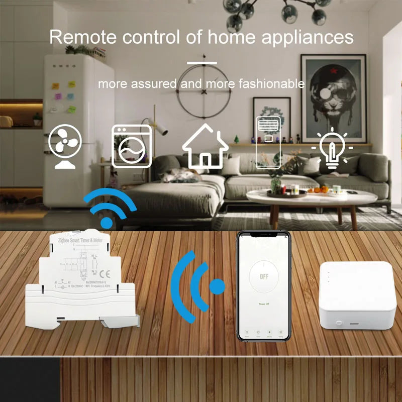 Tuya Smart Life ZigBee 20A Switch and Timer Power Monitor Energy Meter Remote Control Supports Google Home Alexa Home Automation