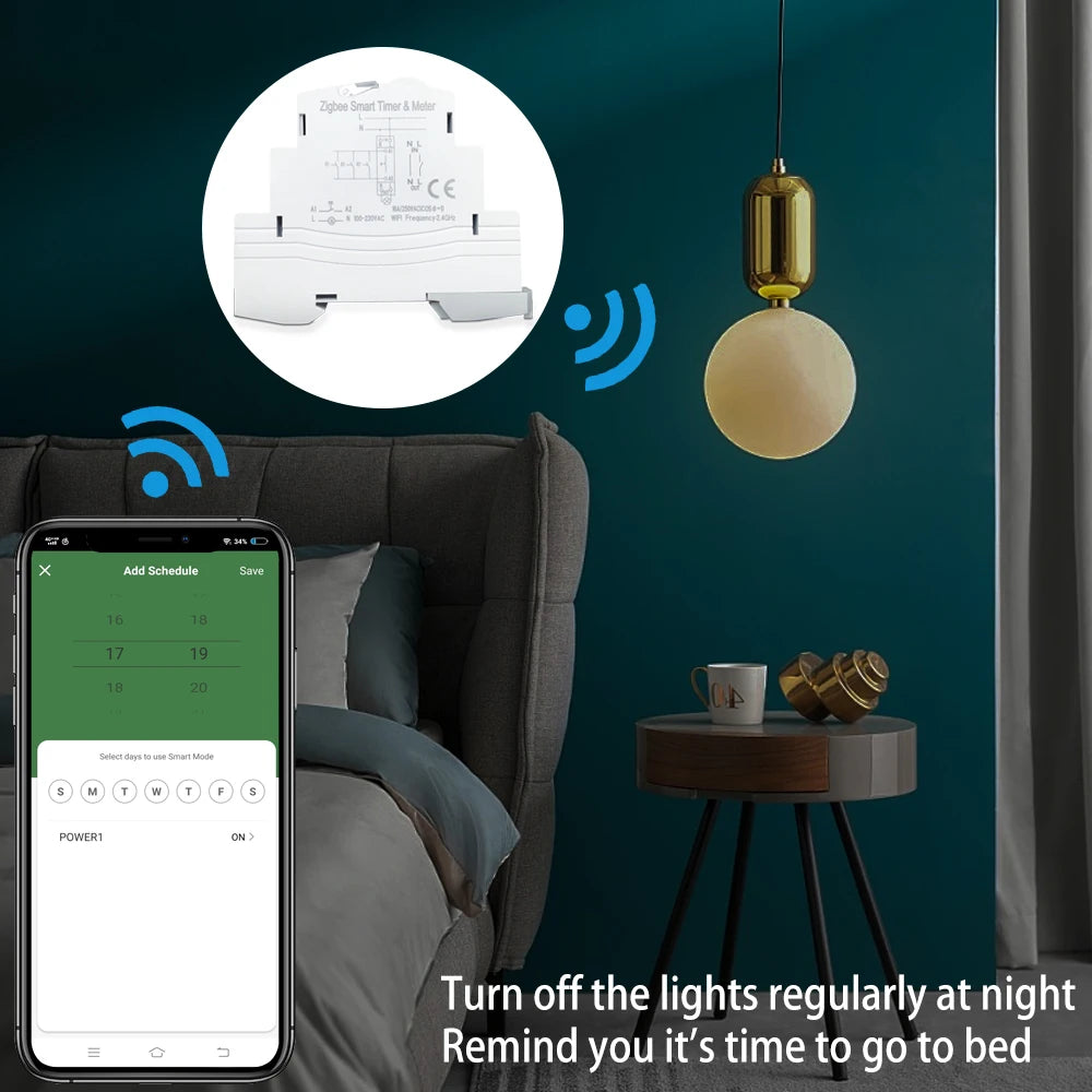 Tuya Smart Life ZigBee 20A Switch and Timer Power Monitor Energy Meter Remote Control Supports Google Home Alexa Home Automation