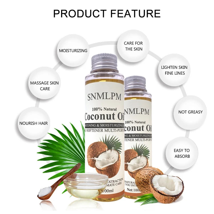 100ml Natural Organic Coconut Oil Body Face Oil Massage Relaxation Skin Coconut Essential Oil