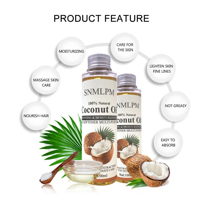 100ml Natural Organic Coconut Oil Body Face Oil Massage Relaxation Skin Coconut Essential Oil