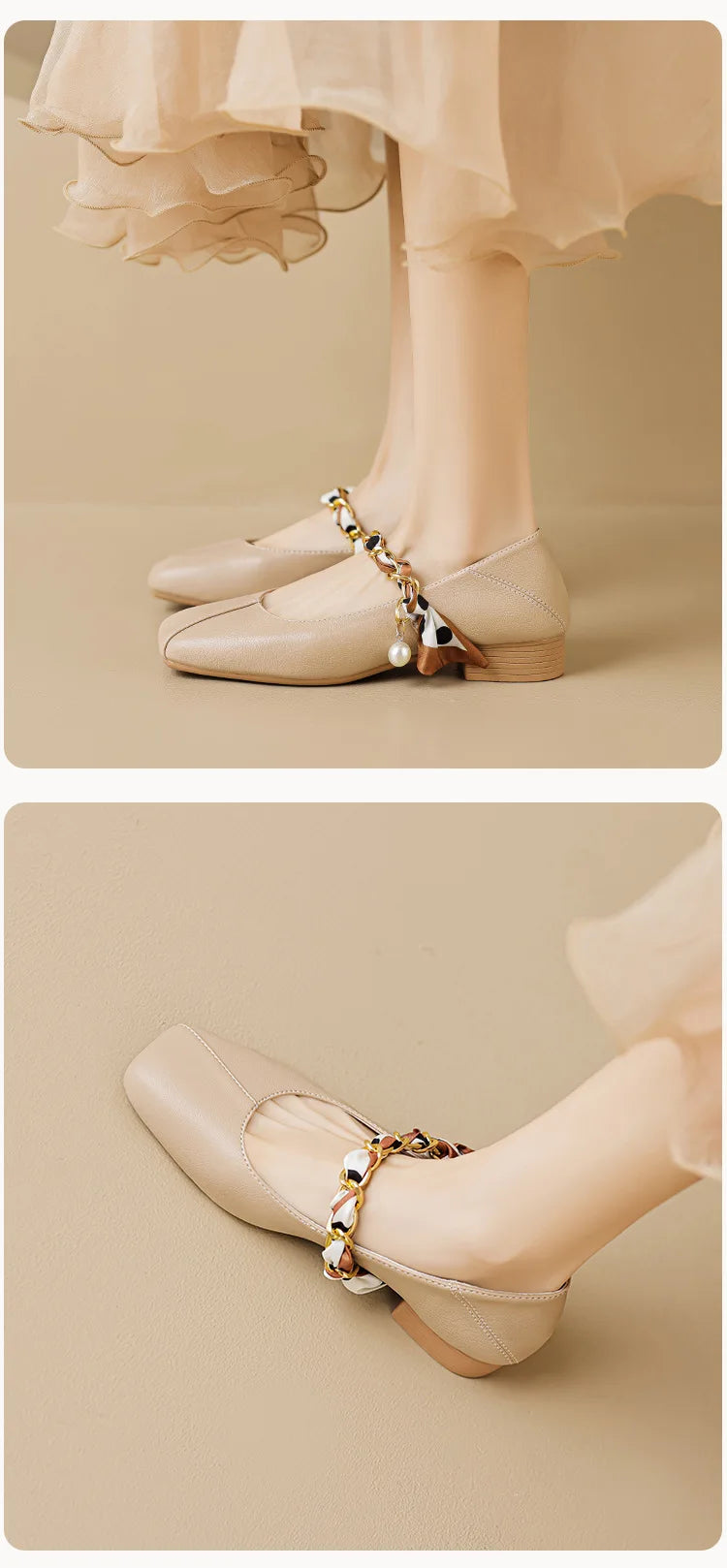 2023 spring and autumn women's shoes High heel Korean style fashion pearl design career and party wear Ladies Casual Mary Jane