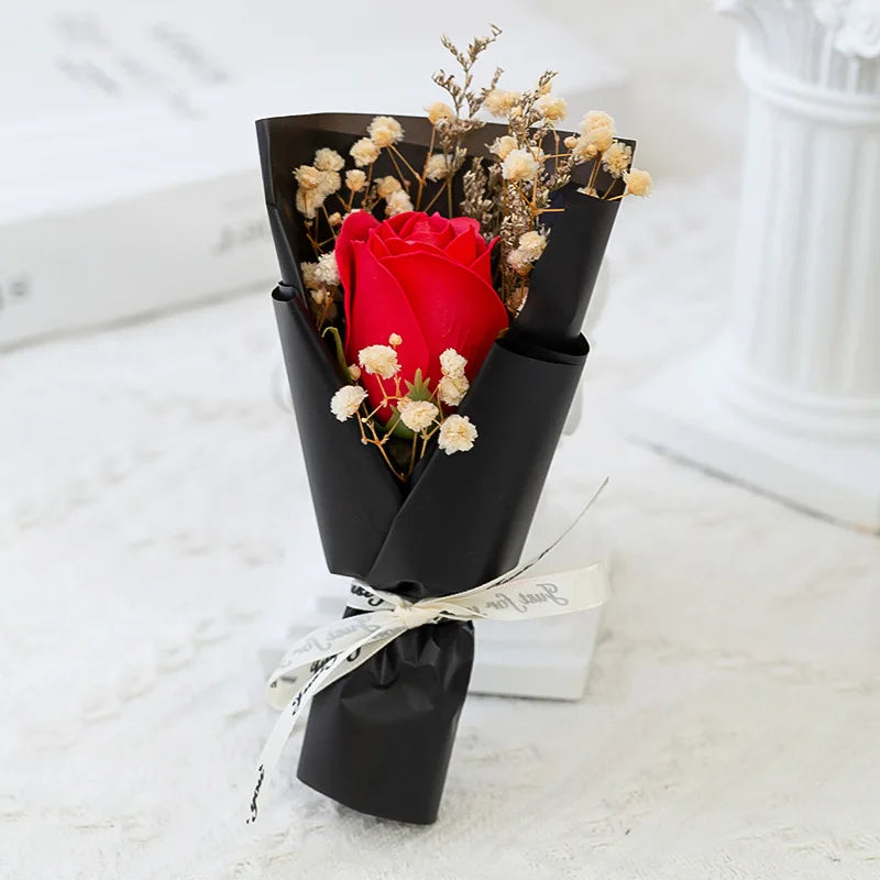 Mini Rose Soap Flower Bouquet Artificial Flowers Home Wedding Decorations Valentine'S Day New Year Birthday Gift Thanksgiving