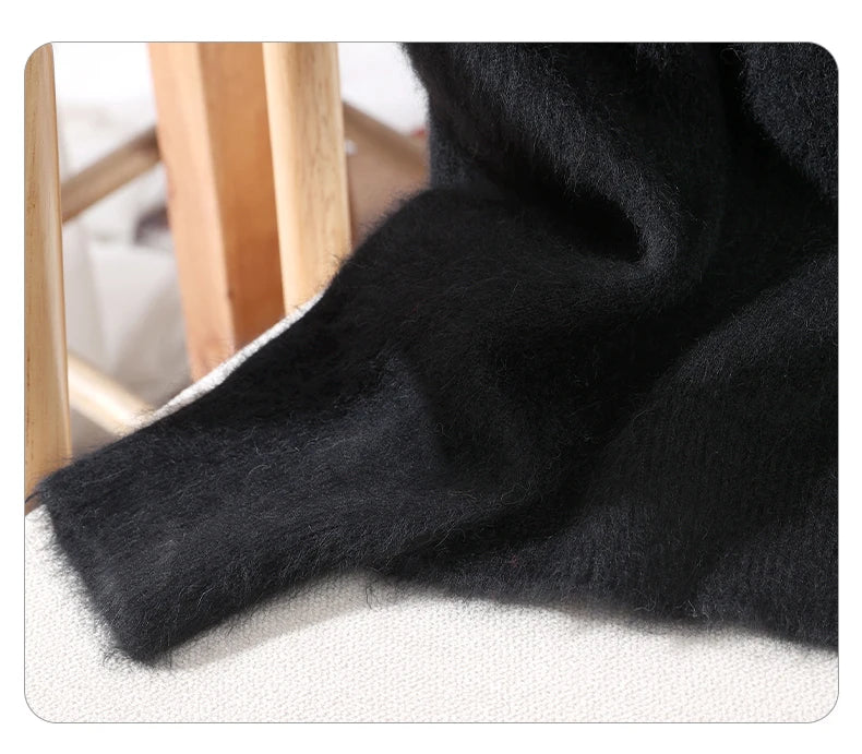 Women's Sweater Semi High Neck Autumn/Winter Pullover Long Sleeved High-End 100% Mink Fur Knitted Sweater Fashion Korean Version