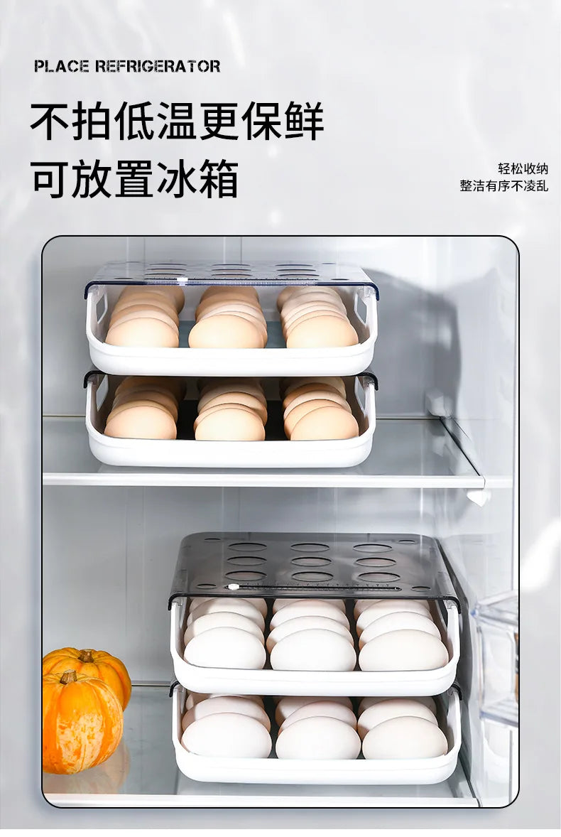 Refrigerator Egg Storage Box Kitchen Refrigerator Home Preservation Storage Box Plastic Stackable Egg Carton Multi-layer Tray