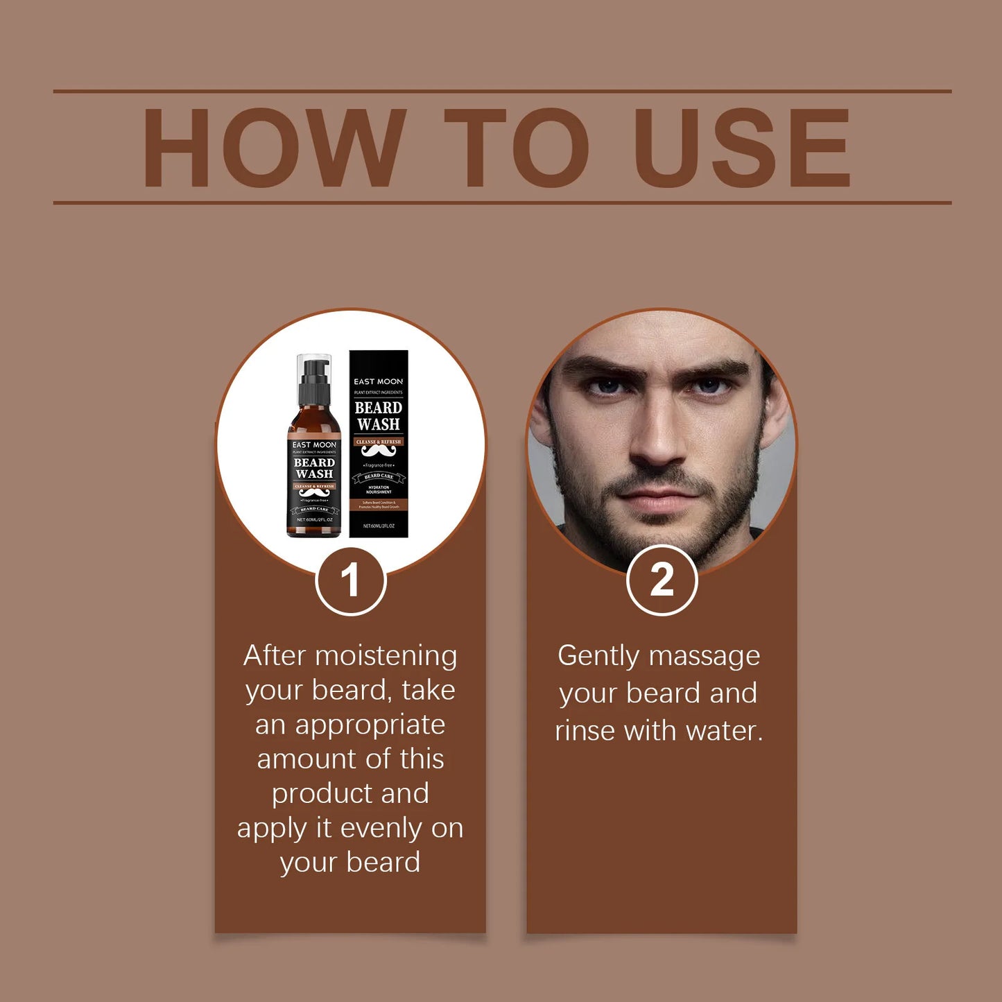 East Moon Argan Oils Beard Care Cleanser Deep cleansing Oil Control Reduce Friction Non irritating Keep Soften Beard Conditioner