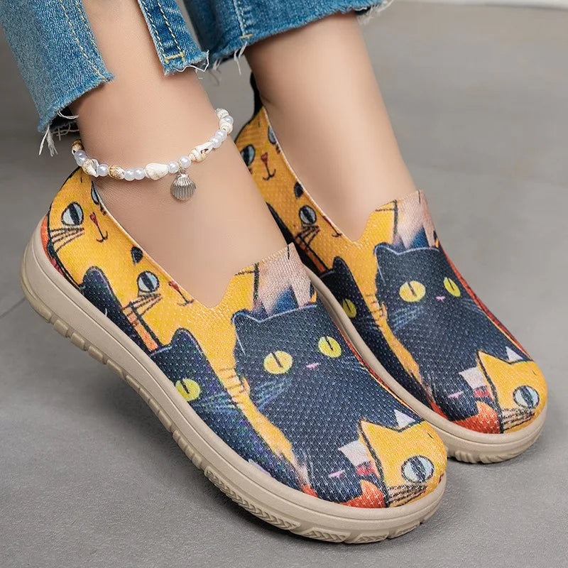 Women's Spring Casual Shoes Large Size Color Matching Cloth Shoes One Pedal