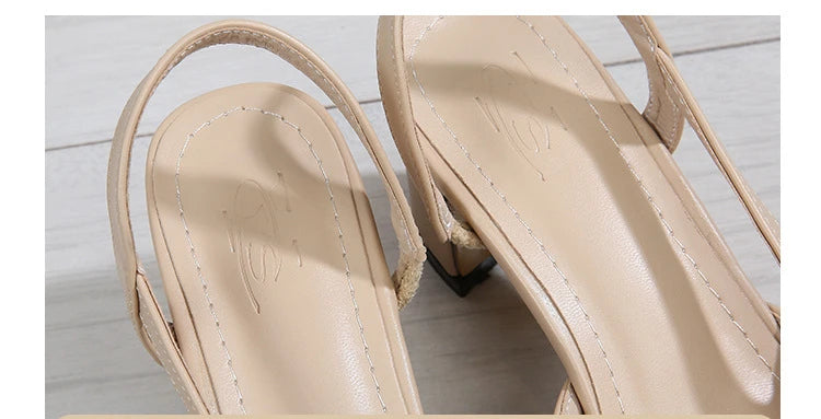 New Pointed Toe Sandals Fashion Low Square Heels Flat Shoes Korean Color Matching Party Ladies Shoes Chaussure Femme 2024