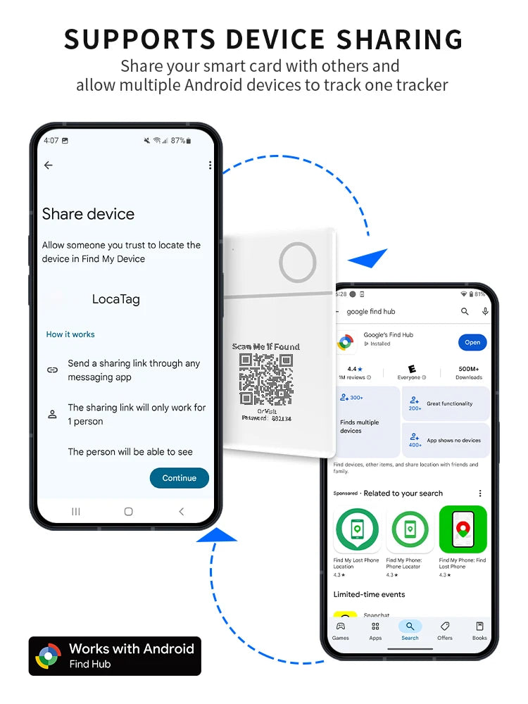 RSH Wireless Charging GPS Tracking Card Locator Google Certified Android Tracker for Xiaomi Huawei QR Code Anti Loss Smart Tag
